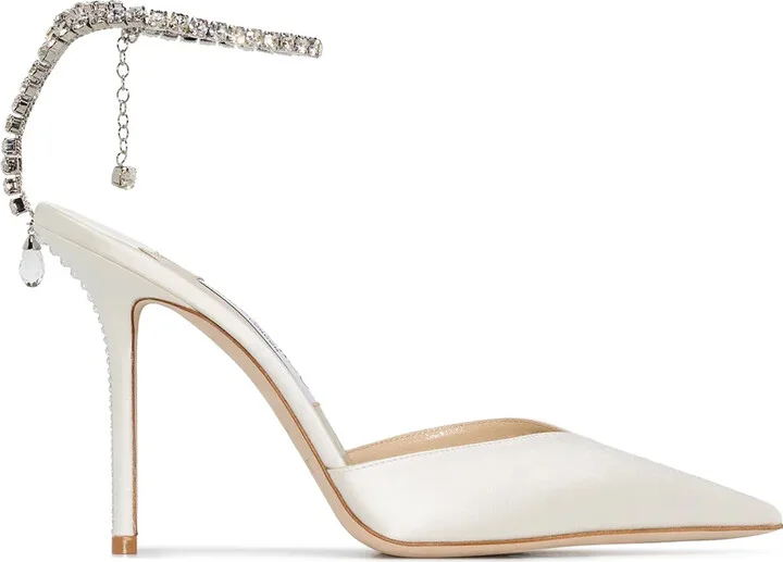 Saeda 100mm crystal-anklet pumps