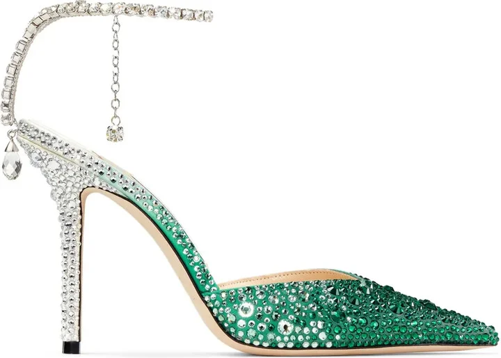 Saeda 100mm crystal-embellished pumps