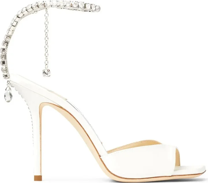 Saeda 100mm crystal-strap sandals