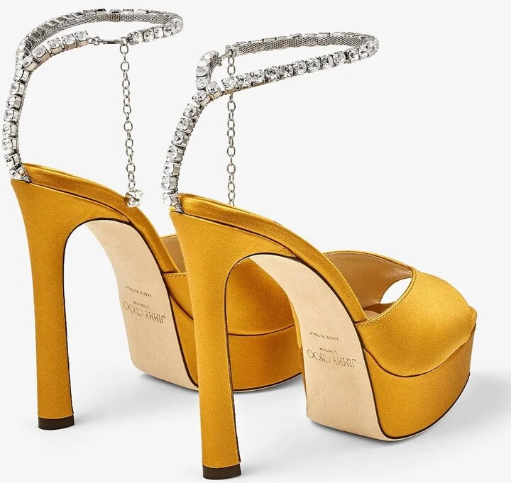 Saeda 125 Crystal-Embellished Platform Sandals in Satin - Image 2