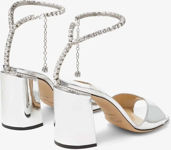 Saeda 85 Block Heel Sandals in Metallic Leather - Image 2