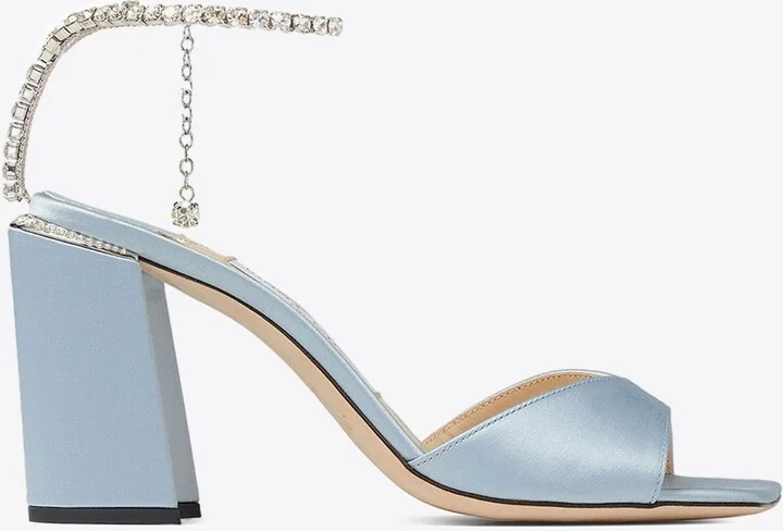 Saeda 85 Crystal Chain Sandals in Satin