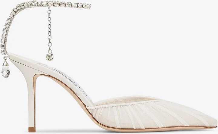 Saeda 85 Crystal Embellished Mesh Pumps