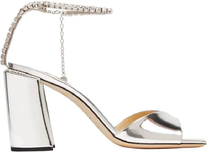 Saeda 85 Crystal Metallic Leather Sandals