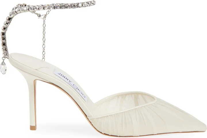 Saeda Crystal Ankle Strap Pointed Toe Pump - Image 3