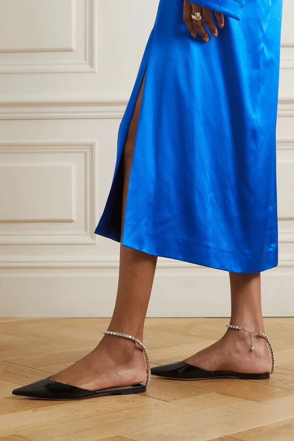 Saeda crystal-embellished patent-leather ballet flats - Image 2