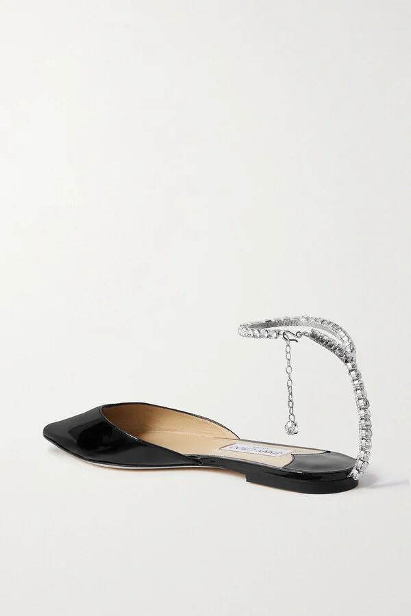 Saeda crystal-embellished patent-leather ballet flats - Image 3