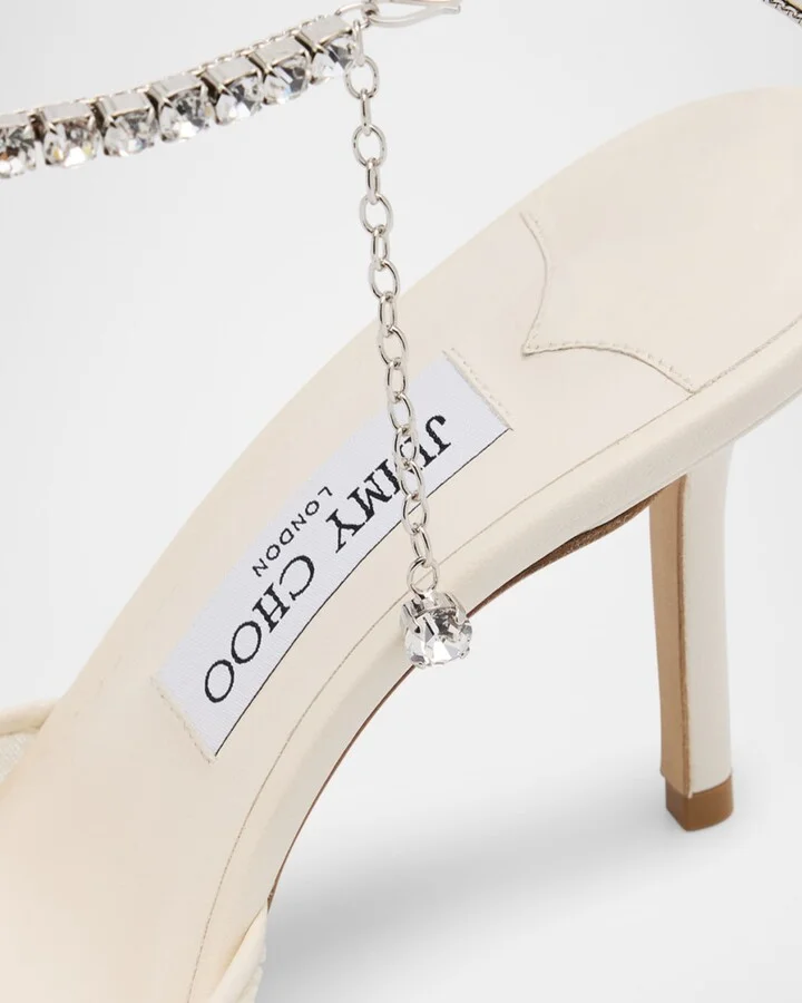 Saeda Ruched Crystal Ankle-Strap Pumps - Image 2