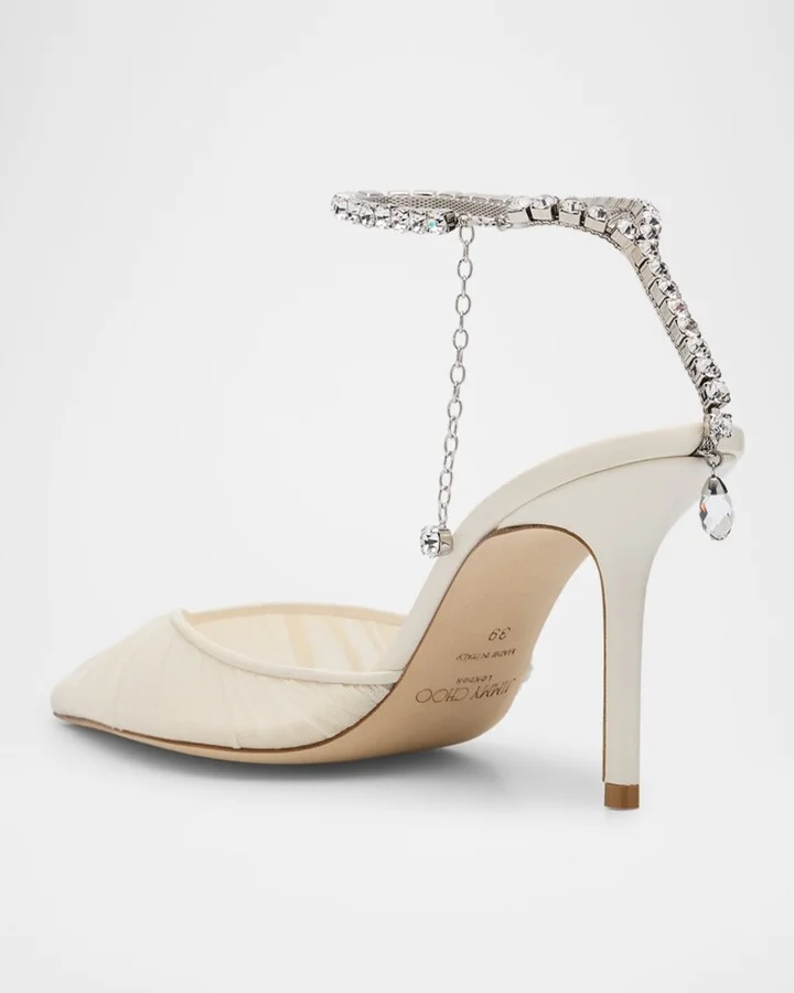 Saeda Ruched Crystal Ankle-Strap Pumps - Image 5