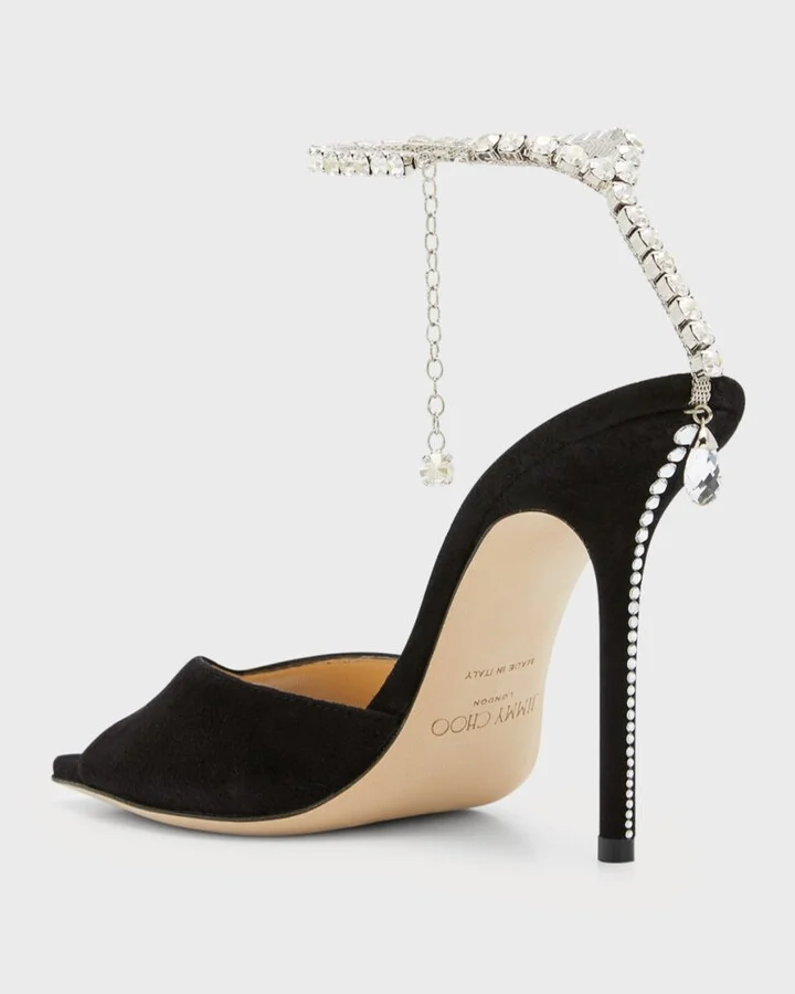Saeda Suede Crystal Ankle-Strap Sandals - Image 4