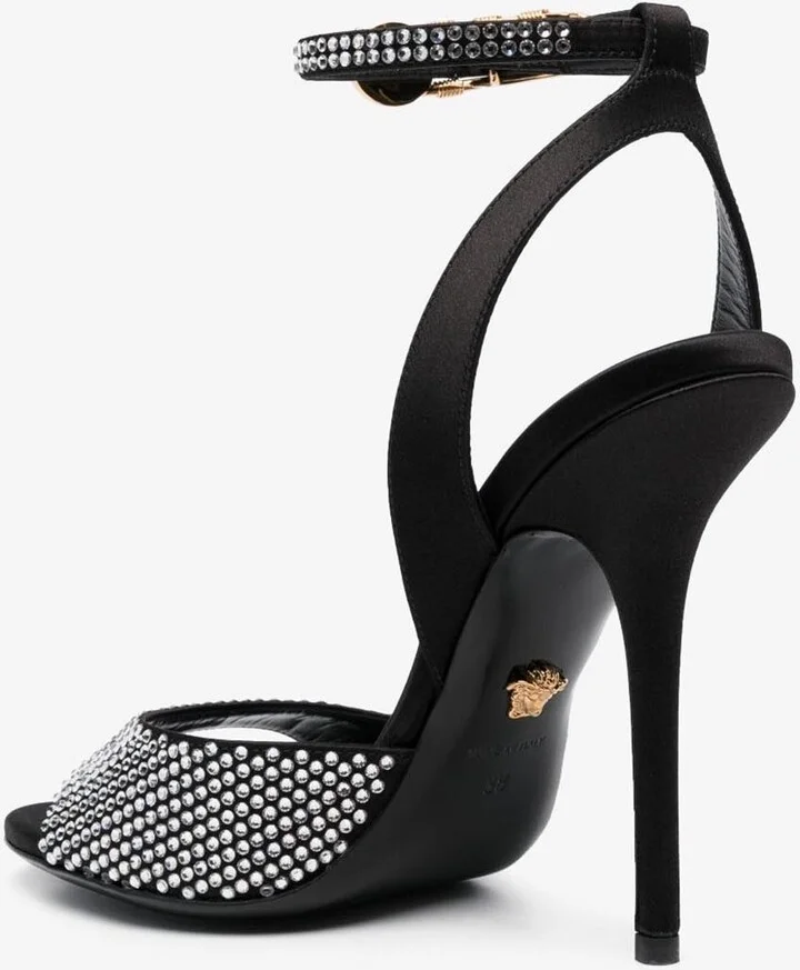 Safety Pin 110 Studded Satin Sandals - Image 2