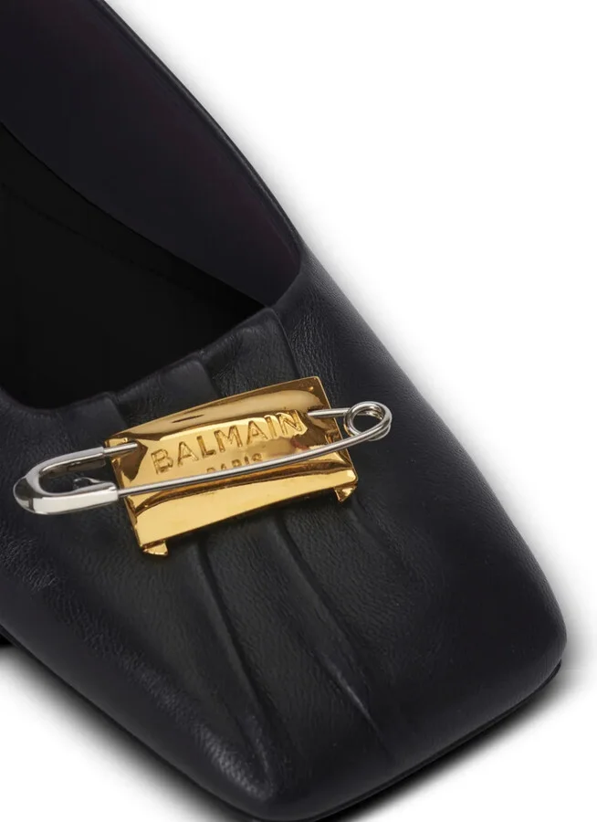 Safety Pin Detail Leather Ballerinas - Image 5