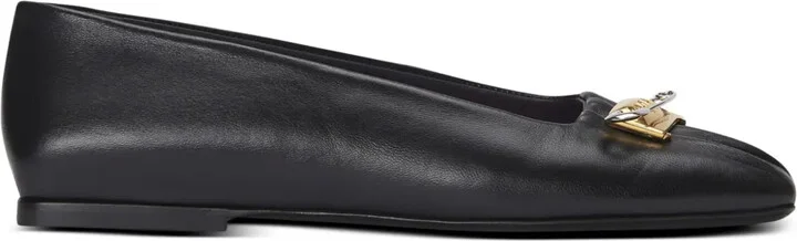 Safety Pin Detail Leather Ballerinas