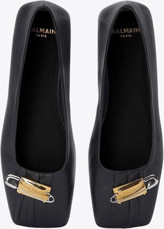 Safety Pin Nappa Leather Ballet Flats - Image 2