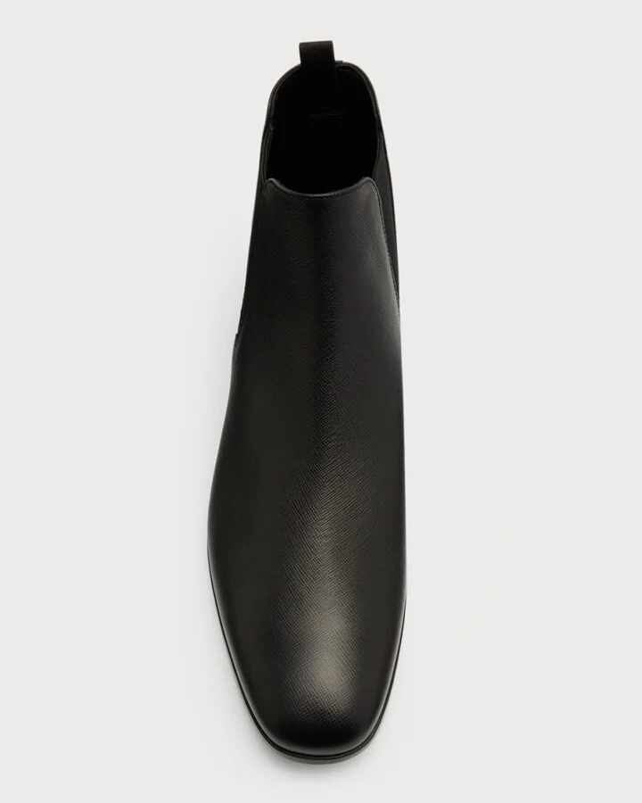 Saffiano Leather Chelsea Boots - Image 2