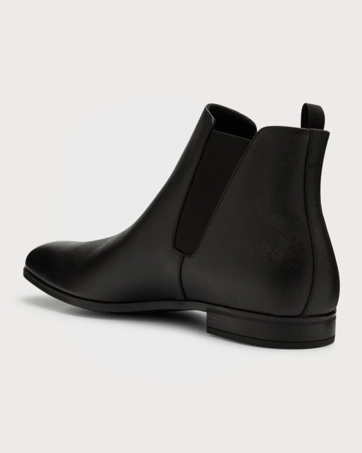 Saffiano Leather Chelsea Boots - Image 4