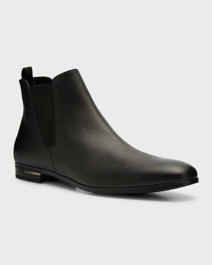 Saffiano Leather Chelsea Boots - Image 8
