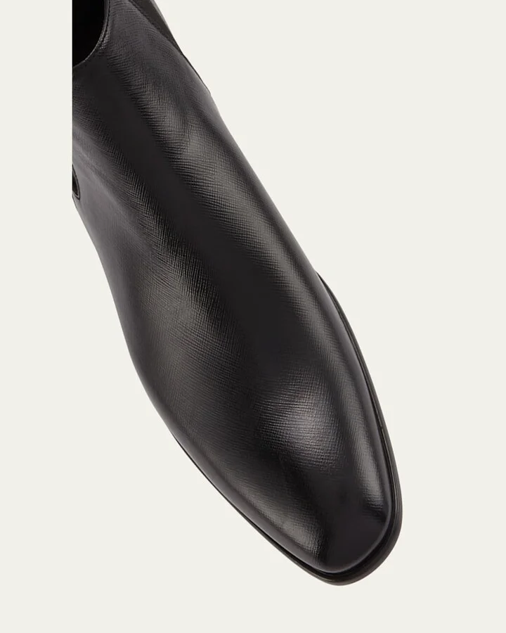 Saffiano Leather Chelsea Boots - Image 7