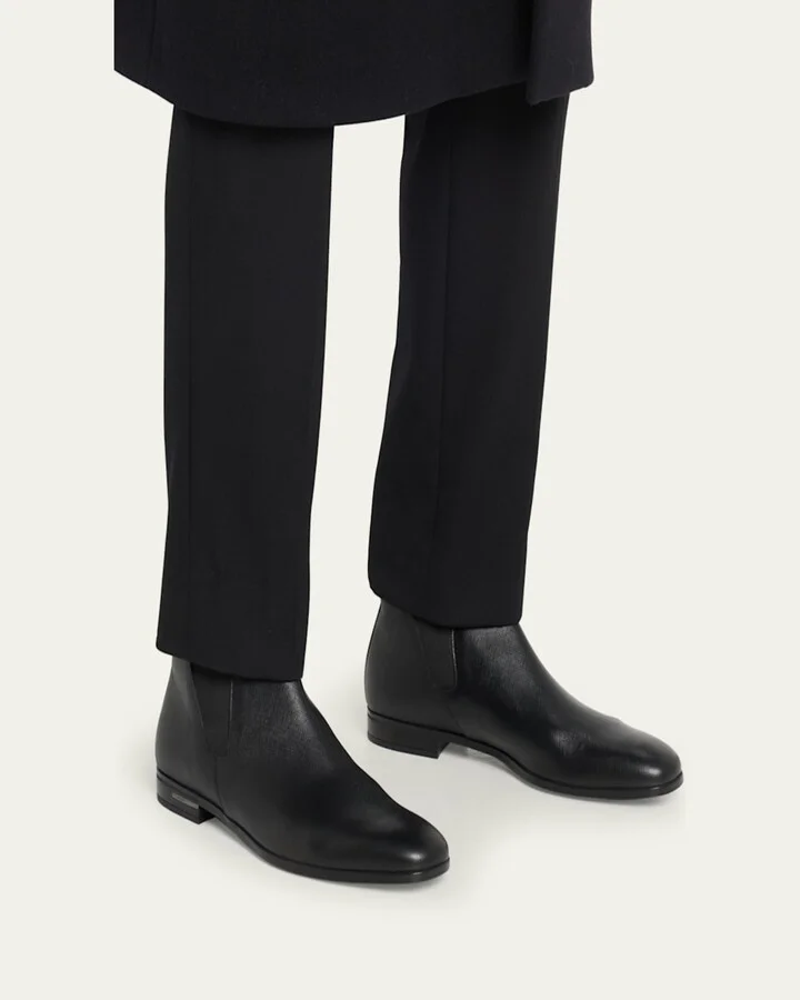 Saffiano Leather Chelsea Boots - Image 8