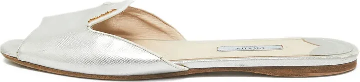 Saffiano leather mules