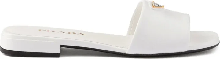 Saffiano patent leather slides