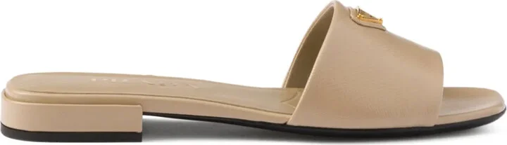 Saffiano patent-leather slides