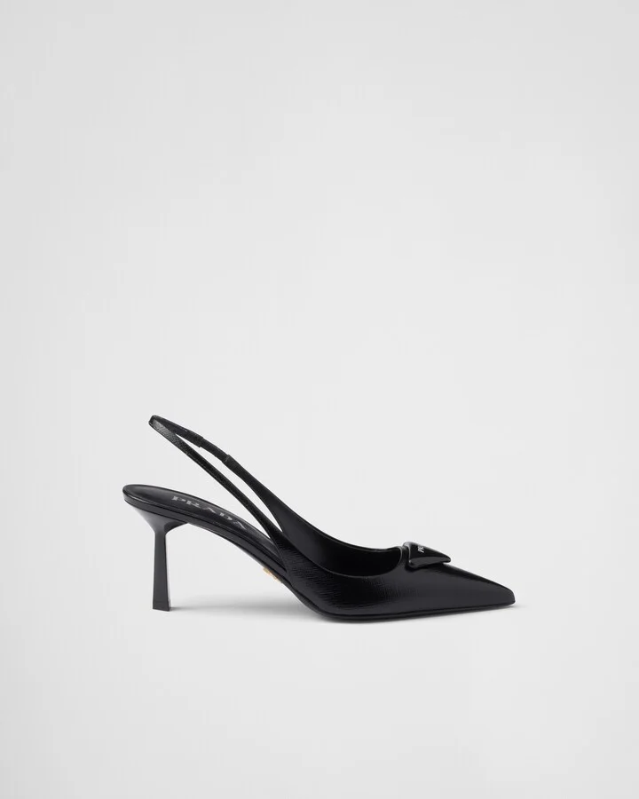 Saffiano patent leather slingback pumps - Image 2