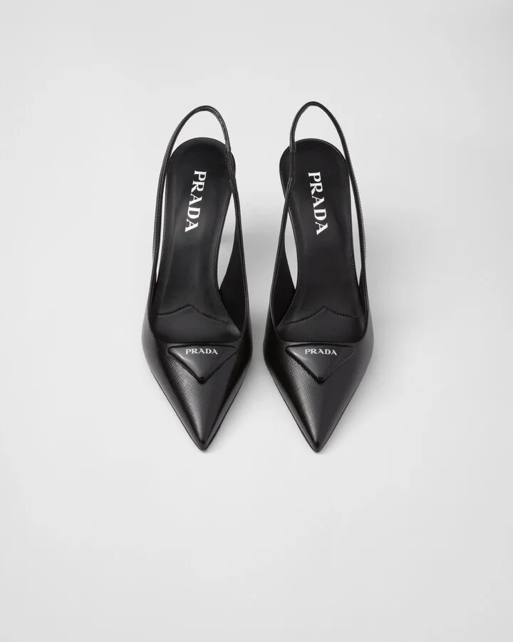Saffiano patent leather slingback pumps - Image 3
