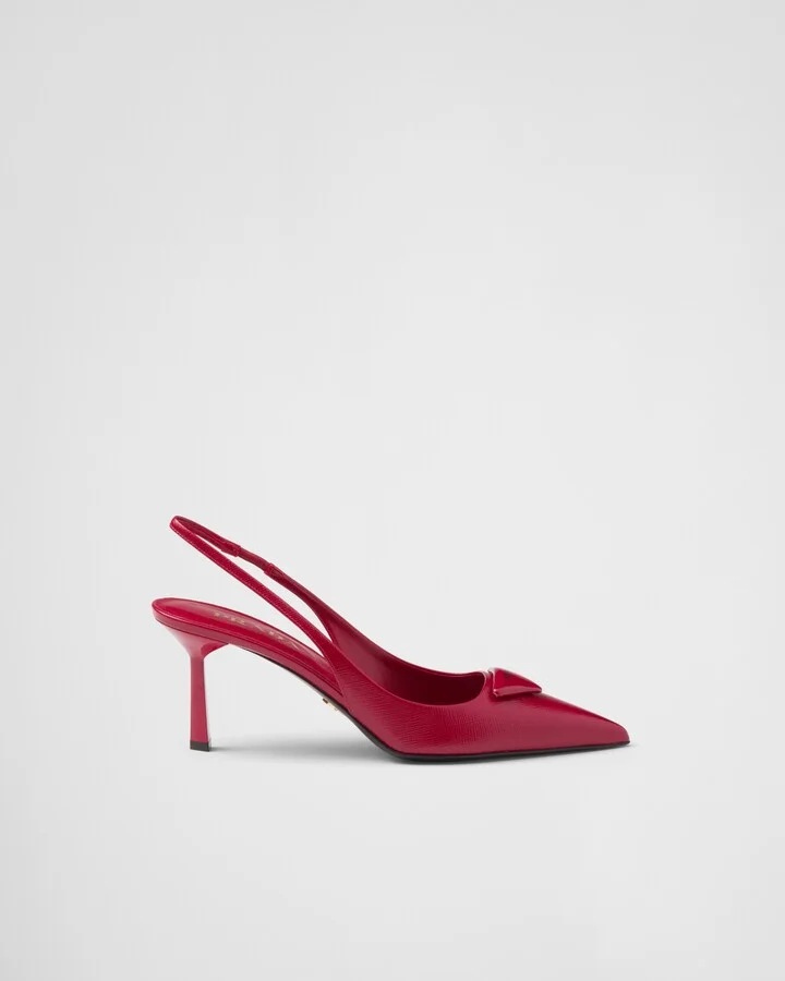 Saffiano patent leather slingback pumps - Image 2