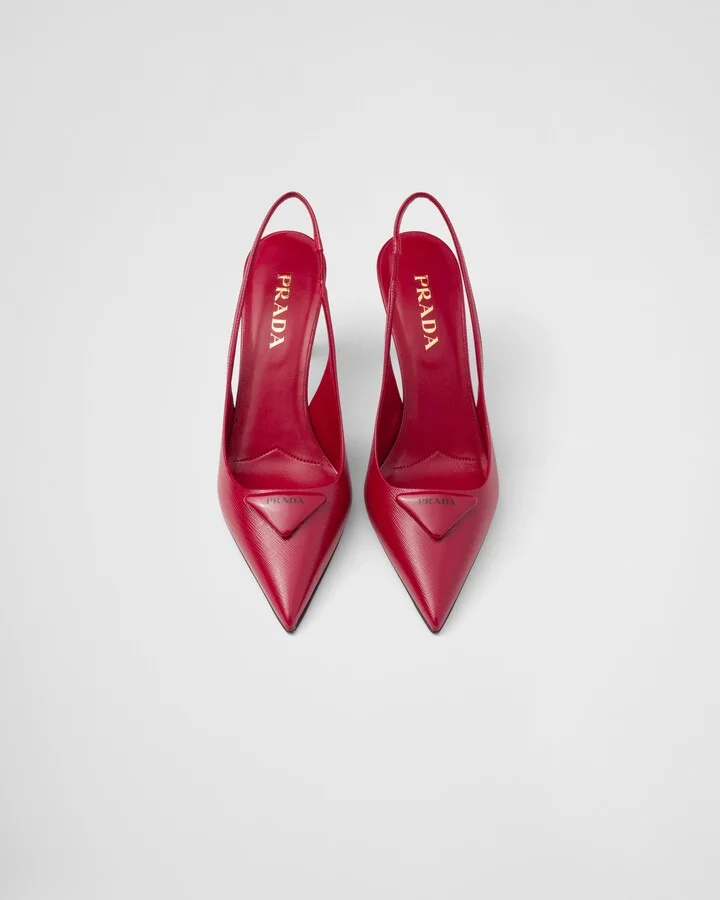Saffiano patent leather slingback pumps - Image 4