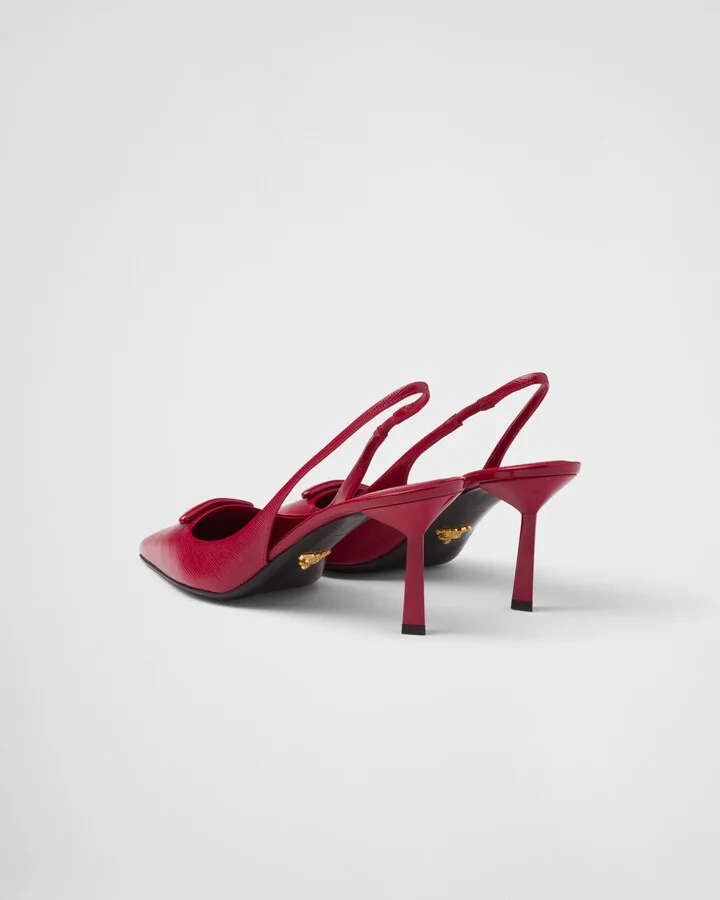 Saffiano patent leather slingback pumps - Image 5