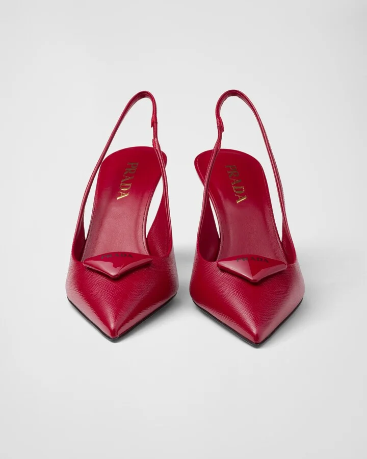 Saffiano patent leather slingback pumps - Image 6