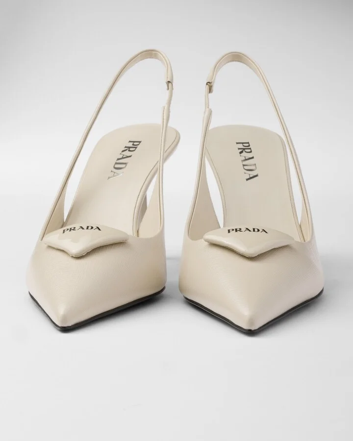 Saffiano patent leather slingback pumps - Image 5