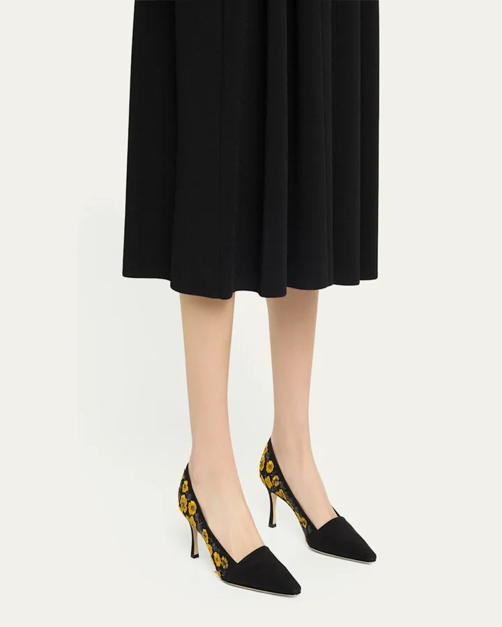 Safiye Floral Embroidered Silk Pumps - Image 5