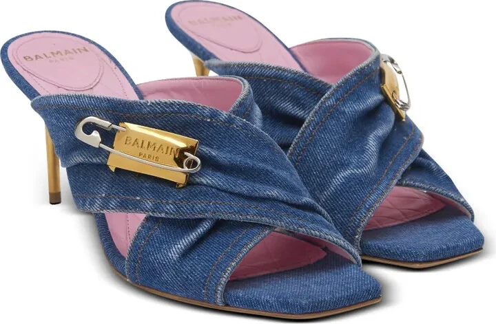 Saftey-Pin Denim Mules - Image 2