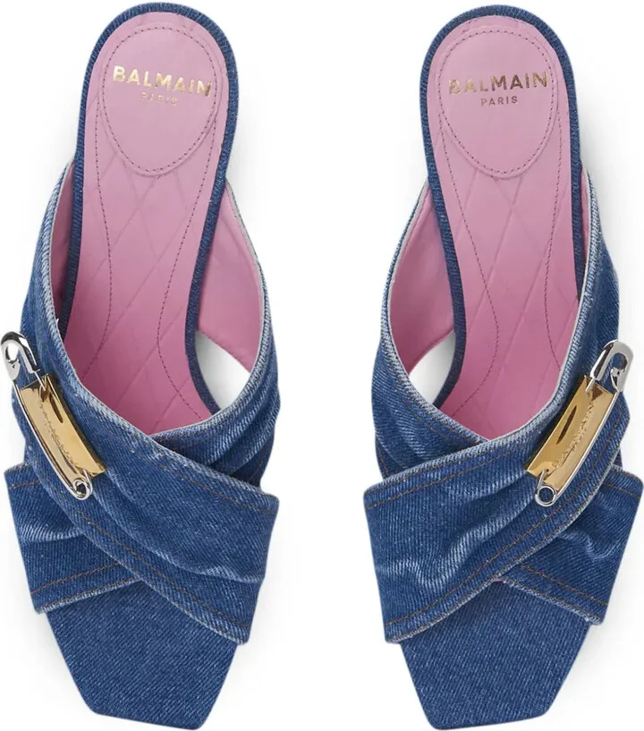 Saftey-Pin Denim Mules - Image 3