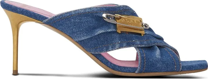 Saftey-Pin Denim Mules