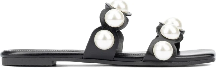 Sage Faux Pearl Studded Slide Sandal - Wide Width - Image 4
