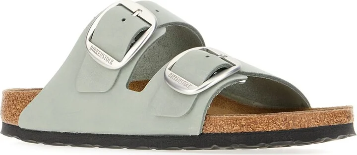 Sage Green Suede Arizona Big Buckle Sandals - Image 2
