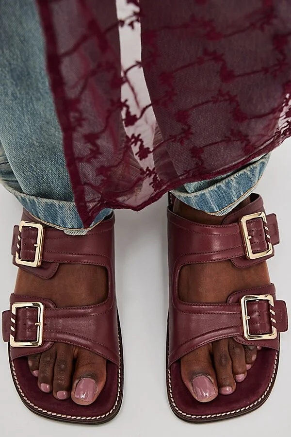 Sage Square Toe Footbed Slides - Image 2