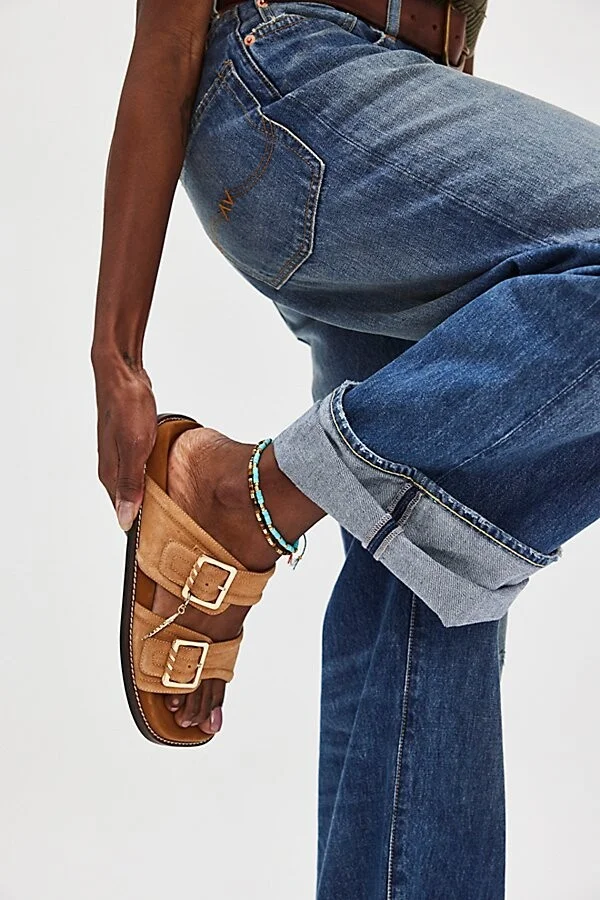 Sage Square Toe Footbed Slides - Image 2