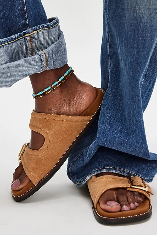 Sage Square Toe Footbed Slides - Image 3