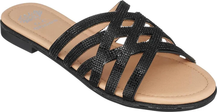 Sage Womens Embellished Strappy Slide Sandals