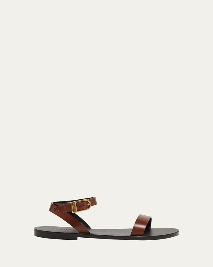 Sahara Leather Ankle-Strap Sandals