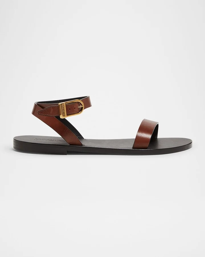 Sahara Leather Ankle-Strap Sandals