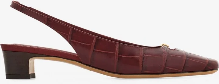 Saida 30 Croc-Embossed Slingback Pumps