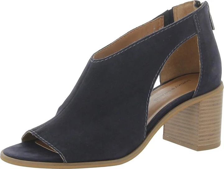 Saimy Womens Leather Open Toe Heels