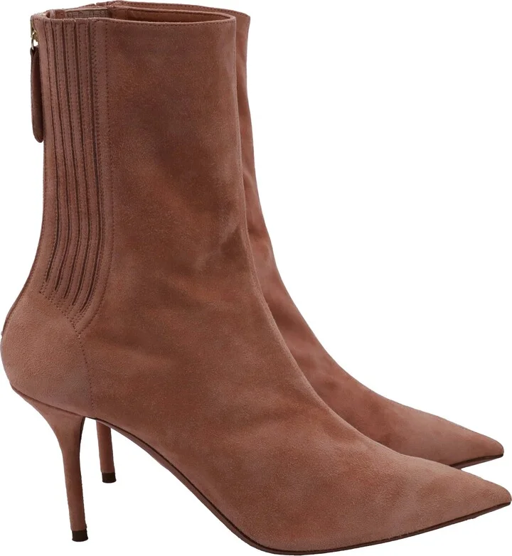 Saint Honore 85 Booties in Beige Suede