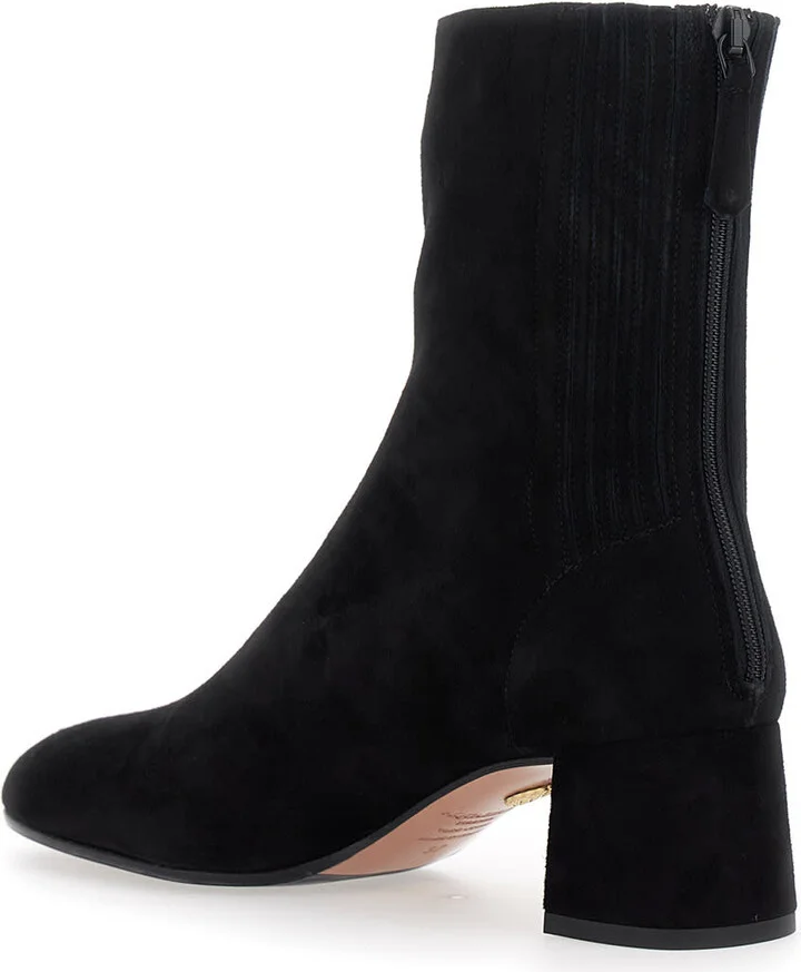 'saint Honore' Black Ankle Boots With Low Block Heel And Rear Zip Closure In Suede Woman - Image 3