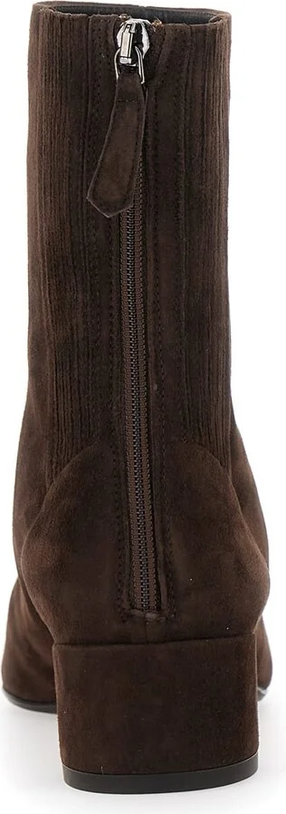 'saint Honore' Brown Ankle Boots With Low Block Heel And Rear Zip Closure In Suede Woman - Image 4